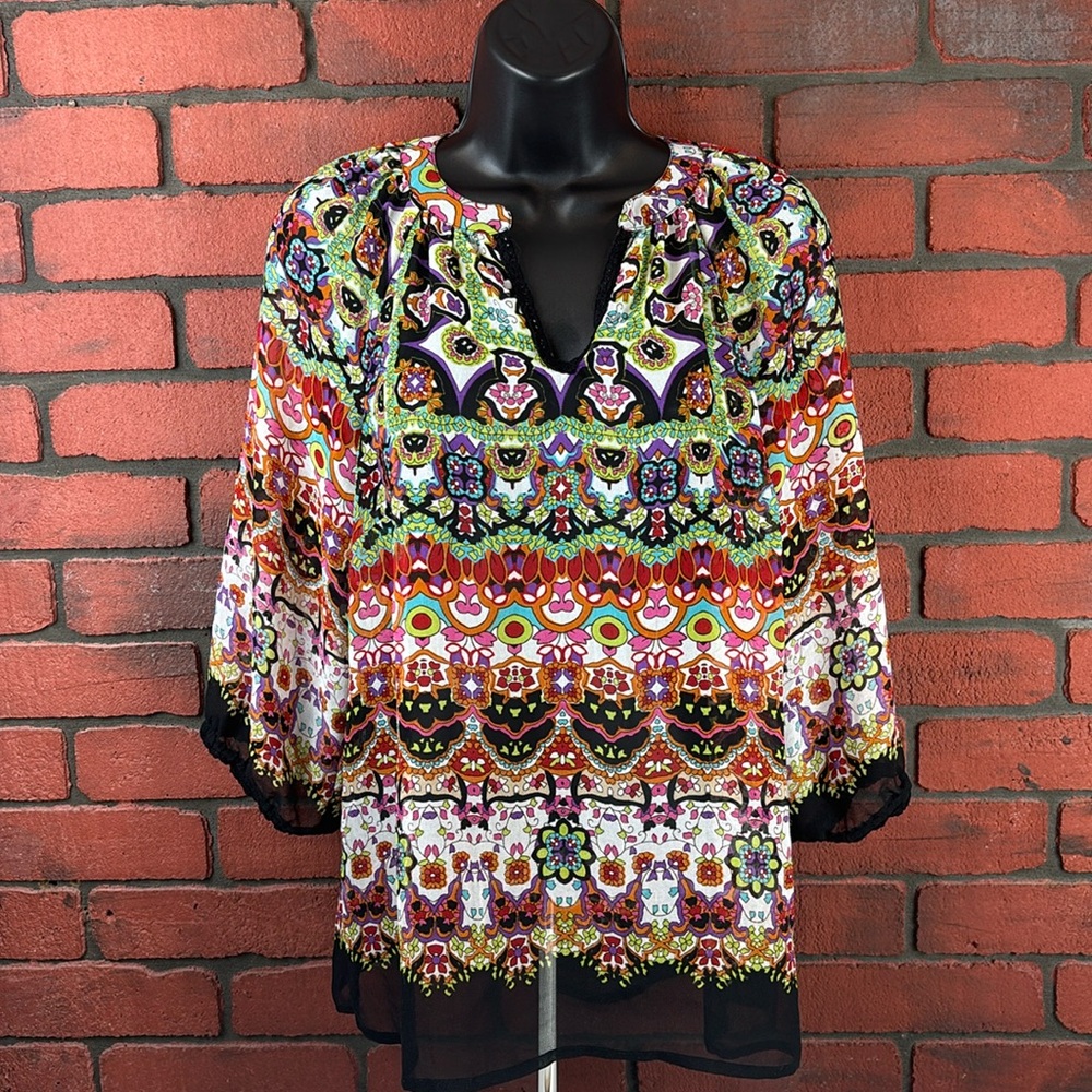 Forbidden‎ Shirt WomensSmall Sheer Geometric